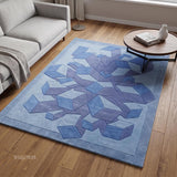 Hand-Tufted Wool Area Rug, 3D Cube Design