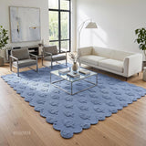 Hand Tufted Wool Rug, Floral Botanical Pattern with Scalloped