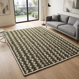 Hand-Tufted Wool Area Rug, Botanical Vine Pattern, Soft Thick Wool Carpet