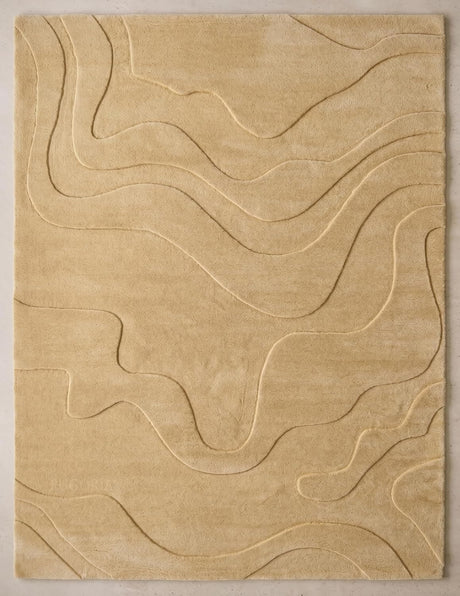 Modern Abstract Hand-Tufted Wool Area Rug Carved High-Low Pattern