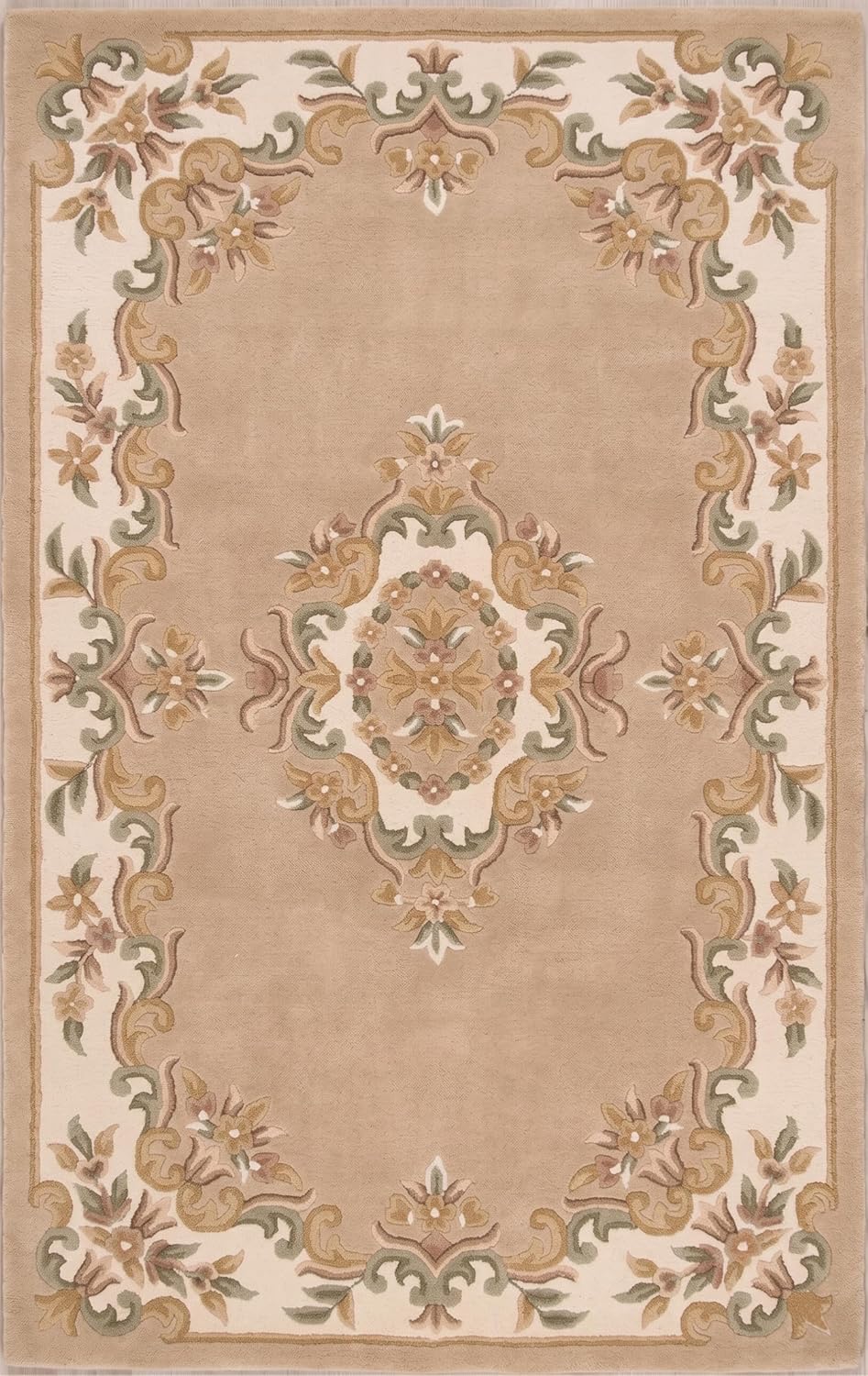 Handmade Traditional Wool Rug | Floral Medallion Border Design