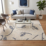 Hand Tufted Wool Rug, Floral Butterfly Botanical Pattern