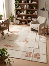 Hand-Tufted Wool Area Rug, Modern Patchwork Geometric Design
