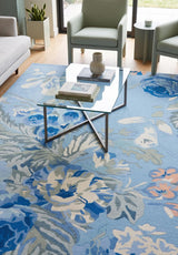Modern Rose Floral Wool Rug | Colorful Garden Flower Design Carpet