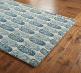 Hand-Tufted Area Rug with Blue Paisley Design