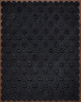 Hand Tufted Wool Rug, Floral Botanical Pattern with Scalloped