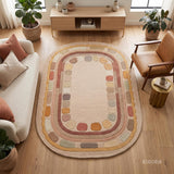 Hand Tufted Wool Rug, Rounded Rectangle Geometric Border Design,