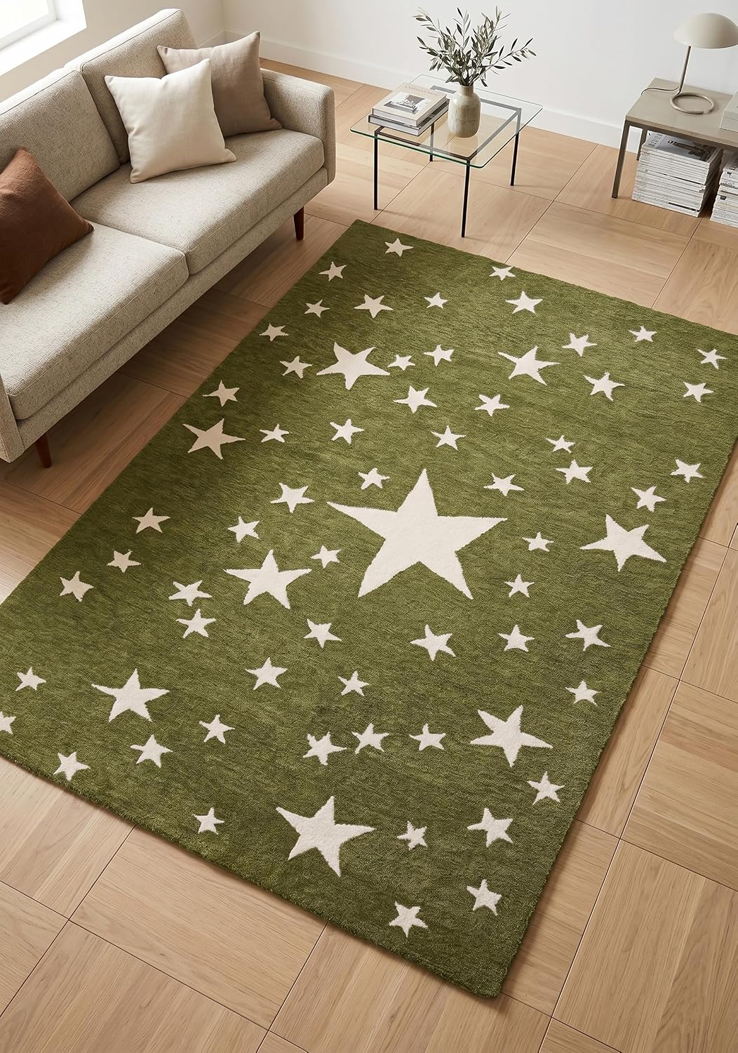 Hand-Tufted Star Wool Rug for Kids | Soft, Thick & Durable Starry Night Design
