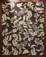 Hand Tufted Wool Rug, Floral Butterfly Botanical Pattern