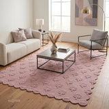 Hand Tufted Wool Rug, Floral Botanical Pattern with Scalloped