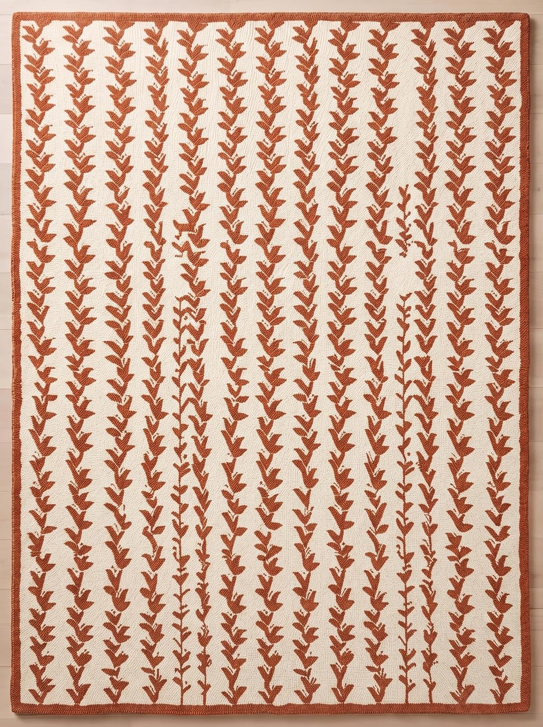 Hand-Tufted Wool Area Rug, Botanical Vine Pattern, Soft Thick Wool Carpet