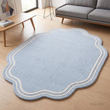 Modern Hand Tufted Wool Area Rug, Scalloped Border Design