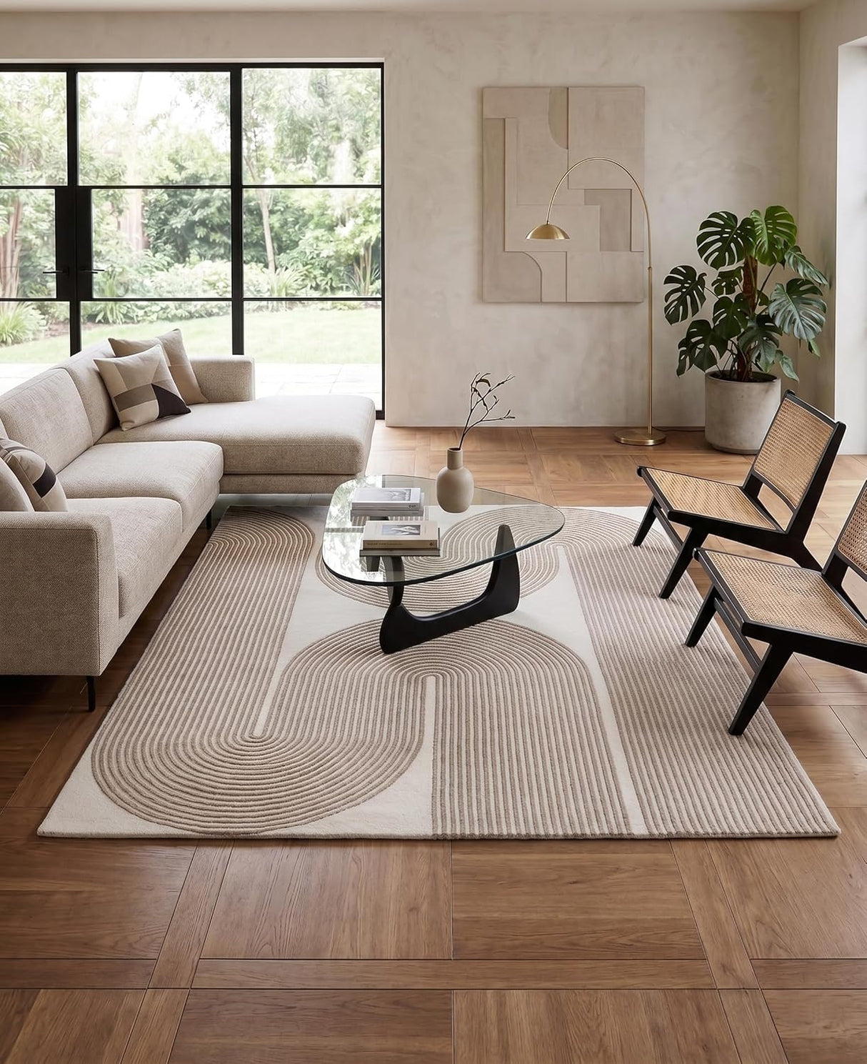 Gold, Ink & Olive Modern Hand-Tufted Wool Area Rug