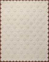 Hand Tufted Wool Rug, Floral Botanical Pattern with Scalloped