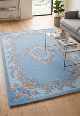 Handmade Traditional Wool Rug | Floral Medallion Border Design