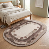 Hand Tufted Wool Rug, Rounded Rectangle Geometric Border Design,