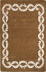 Hand-Tufted Wool Area Rug - Intricate White Vine Border, 100% Wool, Plush, Thick & Soft Carpet