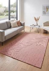 Handwoven Jute Rug with Textured Floral Border Design, Natural Fiber Rug
