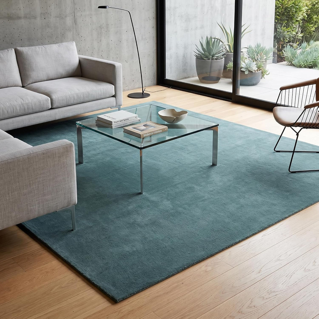 Solid Hand Tufted Wool Area Rug, Soft Plush Carpet