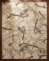 Hand Tufted Wool Rug, Floral Butterfly Botanical Pattern