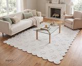 Hand Tufted Wool Rug, Floral Botanical Pattern with Scalloped