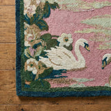 Hand-Tufted 100% Wool Rug – Swan Lake Scenic Floral Design