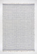 Handwoven Durry Wool Area Rug with Geometric Pattern and Fringe - Modern Bohemian Style Carpet