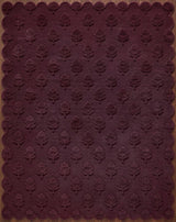 Hand Tufted Wool Rug, Floral Botanical Pattern with Scalloped