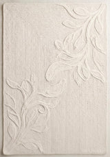 Handwoven Jute Rug with Textured Floral Border Design, Natural Fiber Rug