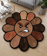 Hand Tufted Wool Area Rug Flower Shape Cartoon Face Design