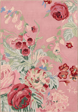 Modern Rose Floral Wool Rug | Colorful Garden Flower Design Carpet