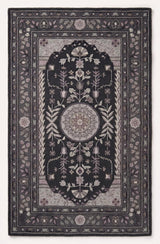 Traditional Hand-Tufted Wool Area Rug, Floral Medallion Design