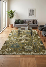 Handmade Oushak Wool Area Rug – Featuring Floral and Botanical Patterns in Soft Tones