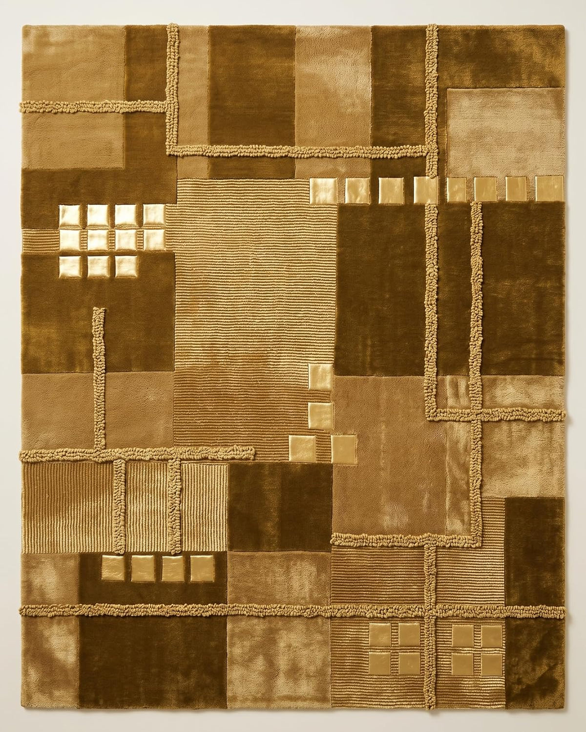 Hand-Tufted Wool Area Rug, Modern Patchwork Geometric Design
