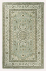 Traditional Hand-Tufted Wool Area Rug, Floral Medallion Design