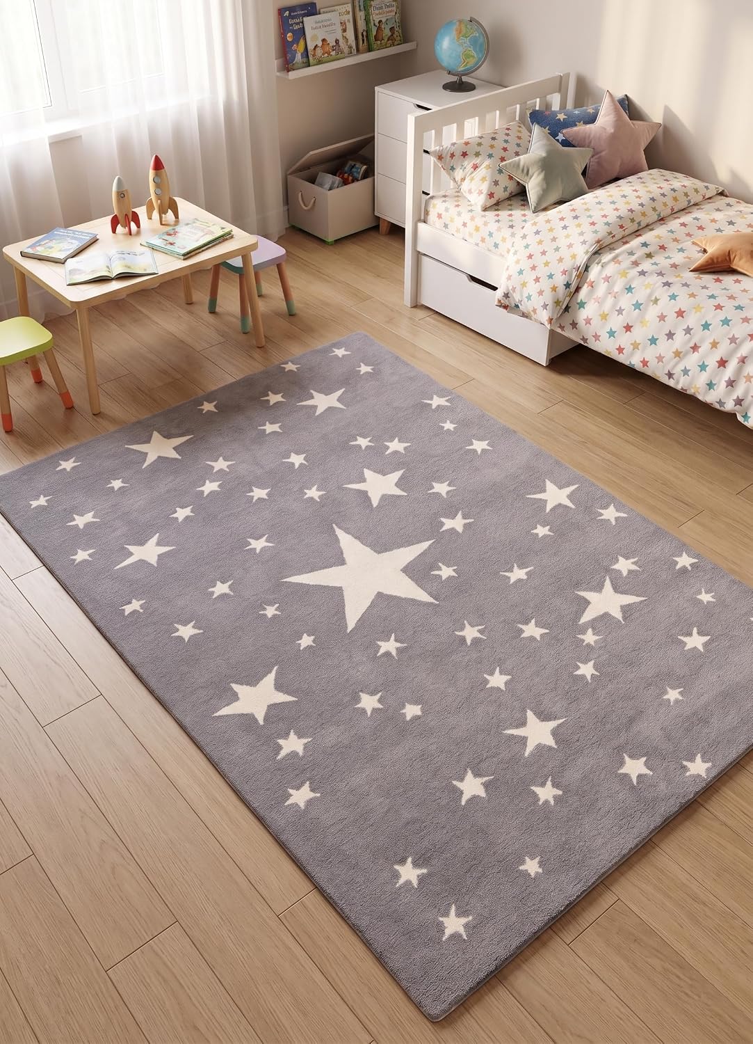 Hand-Tufted Star Wool Rug for Kids | Soft, Thick & Durable Starry Night Design