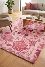 Handmade Oushak Wool Area Rug – Featuring Floral and Botanical Patterns in Soft Tones