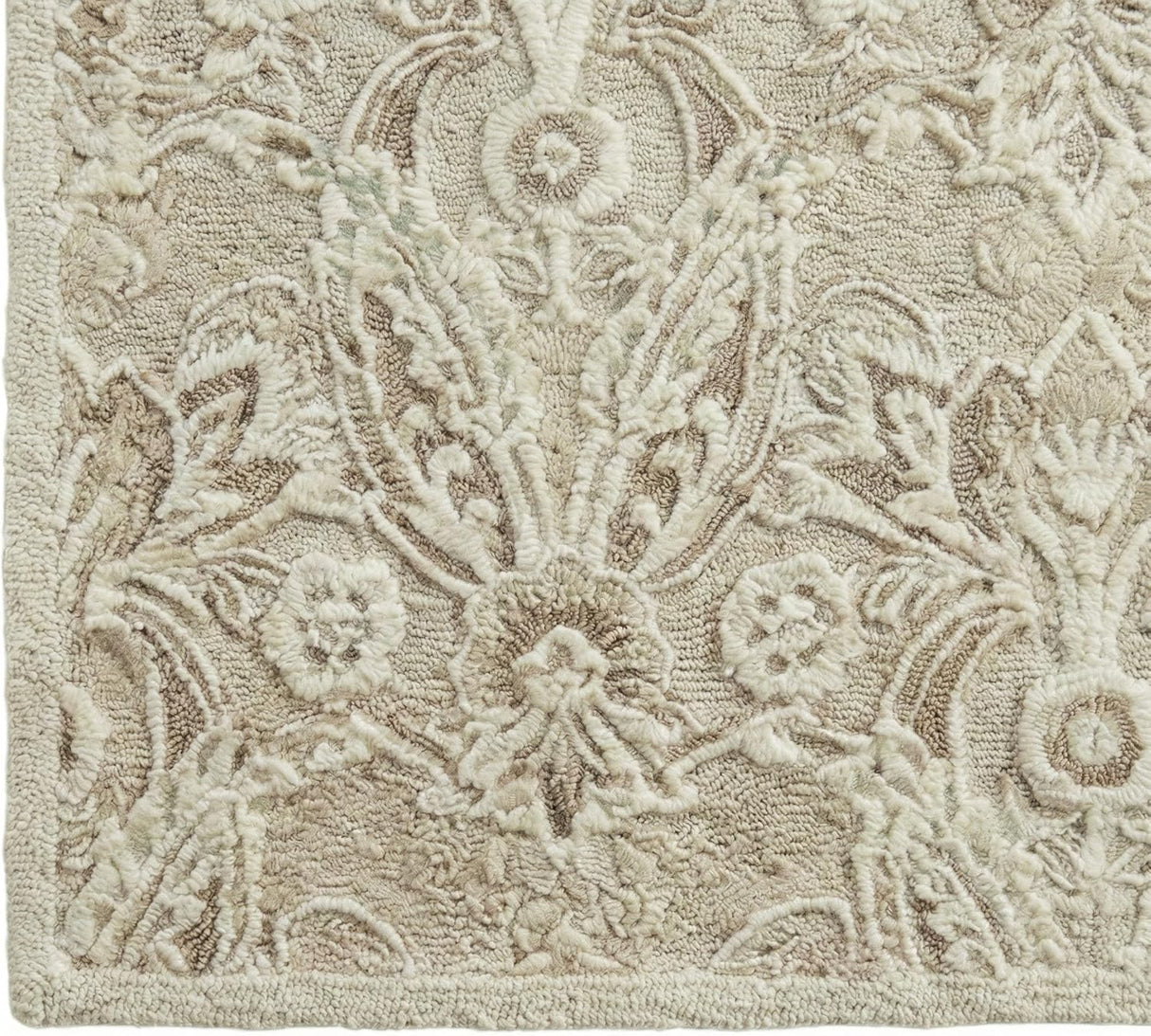 Hand-Tufted Floral Damask Wool Rug