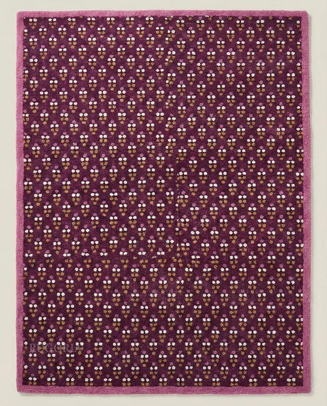 Hand Tufted Wool Area Rug Floral Dot Pattern