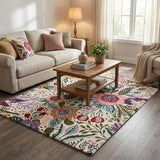 Hand-Tufted Floral Area Rug - Colorful Garden Design