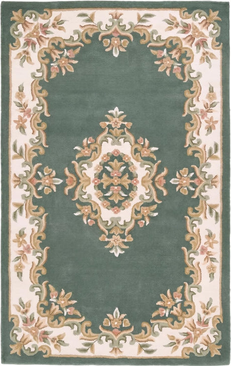Handmade Traditional Wool Rug | Floral Medallion Border Design