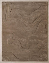 Modern Abstract Hand-Tufted Wool Area Rug Carved High-Low Pattern