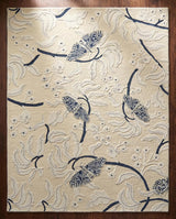 Hand Tufted Wool Rug, Floral Butterfly Botanical Pattern
