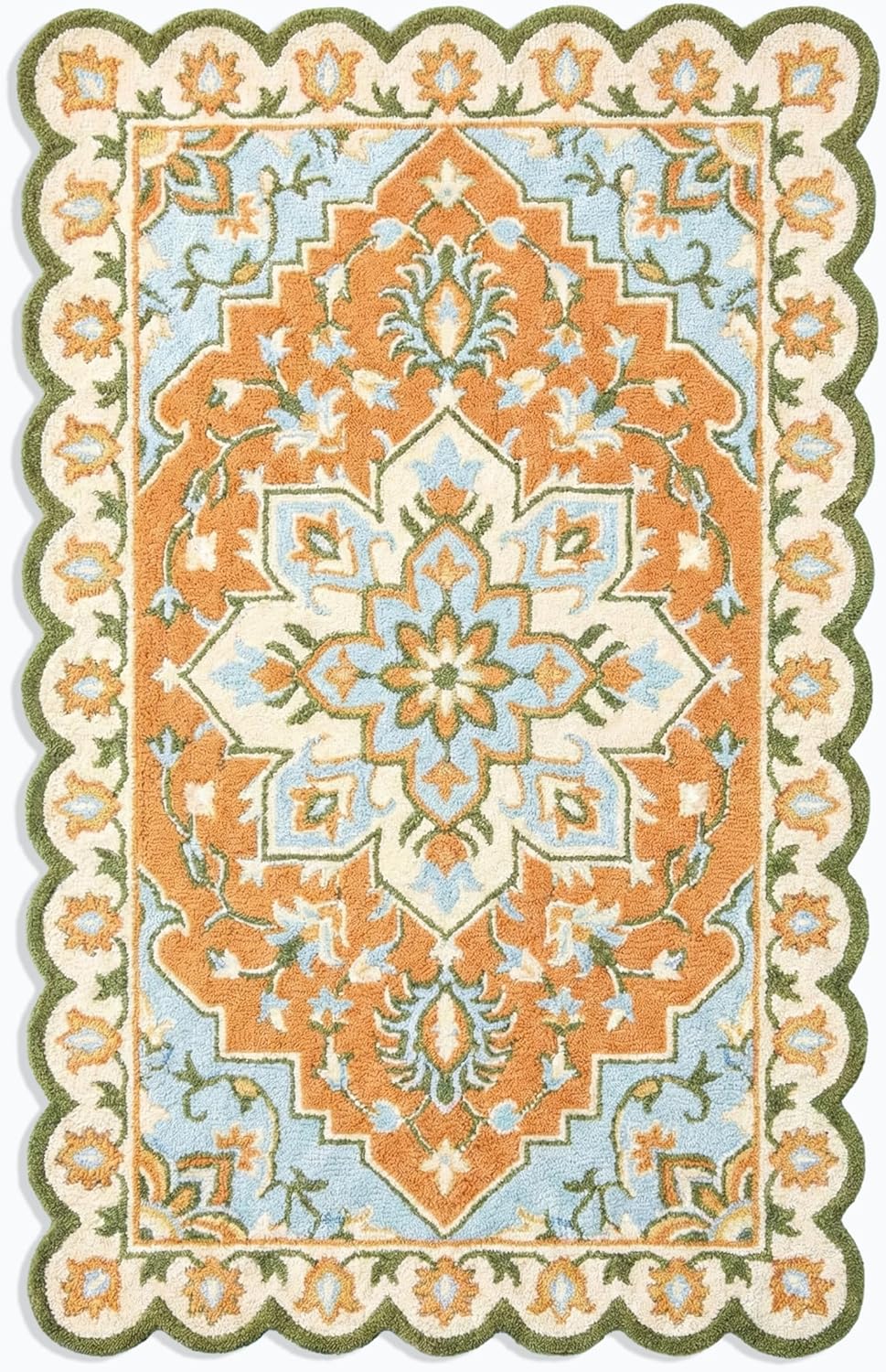 Traditional Hand-Tufted Wool Rug – Vintage Floral Medallion Pattern