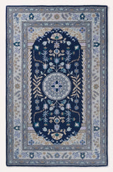 Traditional Hand-Tufted Wool Area Rug, Floral Medallion Design