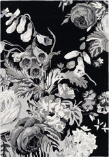 Modern Rose Floral Wool Rug | Colorful Garden Flower Design Carpet