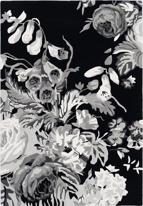 Modern Rose Floral Wool Rug | Colorful Garden Flower Design Carpet
