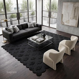 Hand Tufted Wool Rug, Floral Botanical Pattern with Scalloped