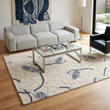 Hand Tufted Wool Rug, Floral Butterfly Botanical Pattern