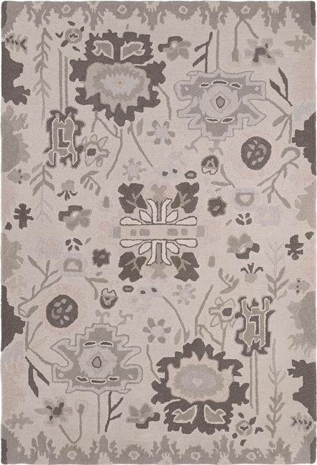 Handmade Oushak Wool Area Rug – Featuring Floral and Botanical Patterns in Soft Tones